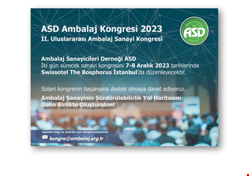 ASD Ambalaj Kongresi 2023'ün Tarihi ve Yeri Belirlendi!